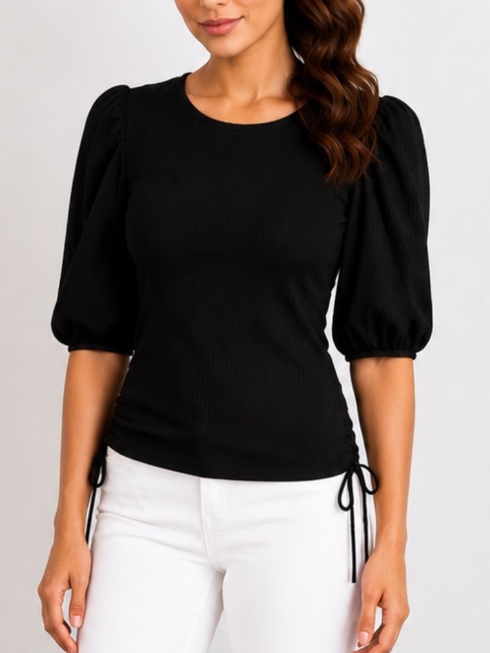 NEW w/ Tags Ribbed Crewneck Top, 3/4 sleeves Size Medium